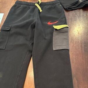 Nike Kids Black Joggers with Red, green and gray accents Boys XL.
